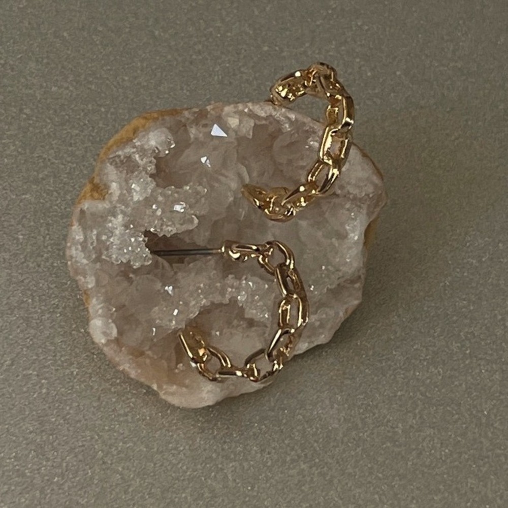 Small Classic Gold Chain Round Hoop Post Back Earrings -90's Y2K Inspired -New